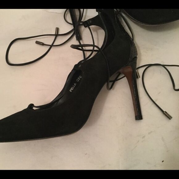Donald J Pliner Lace Up Heels sz 9 Pella Black - Picture 6 of 13